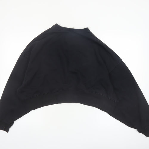 Nike Women's Black Cropped Pullover Sweatshirt Small Logo Crew Neck