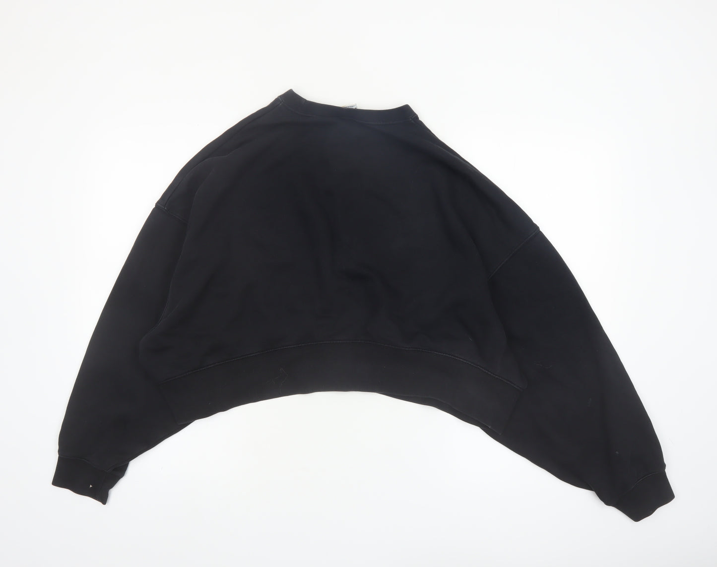 Nike Women's Black Cropped Pullover Sweatshirt Small Logo Crew Neck