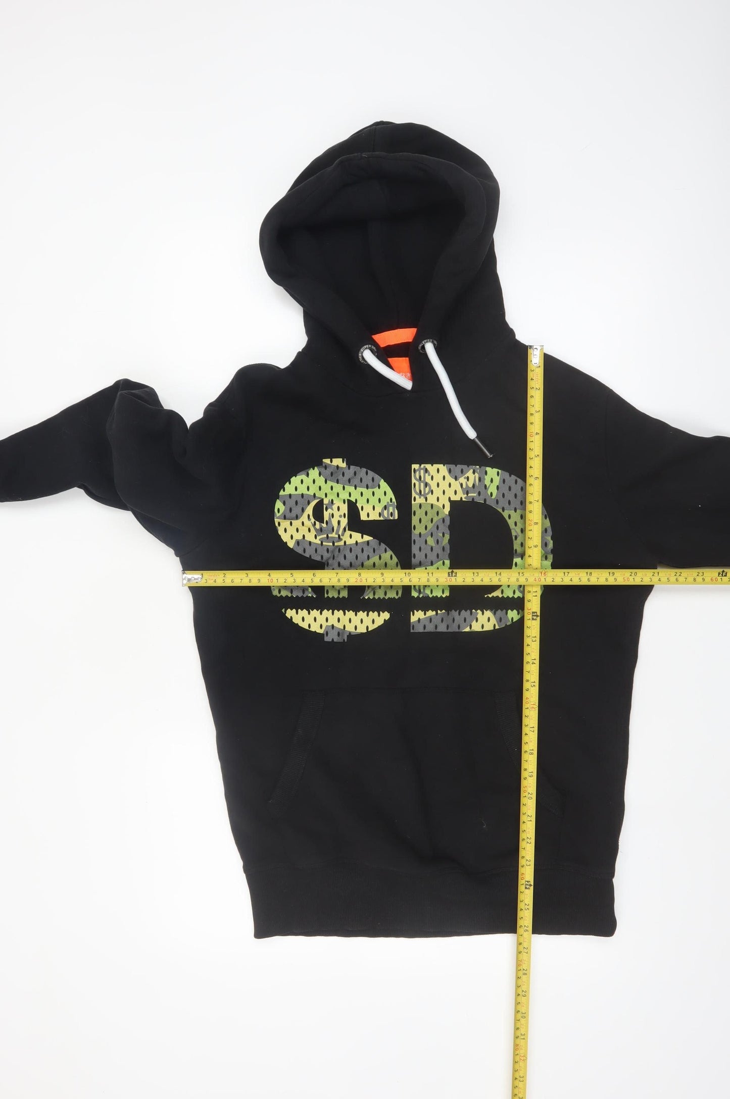 Superdry Men's Black Pullover Hoodie S Logo Print Long Sleeve