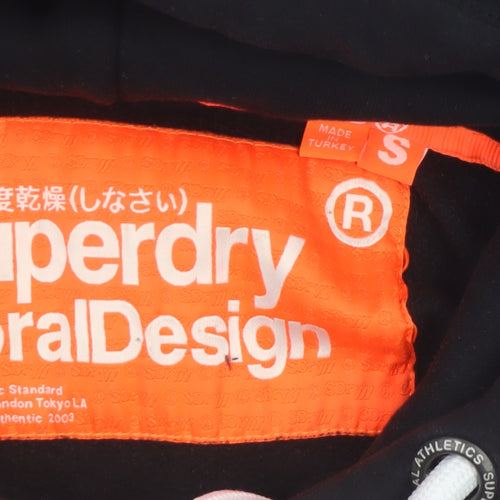 Superdry Men's Black Pullover Hoodie S Logo Print Long Sleeve