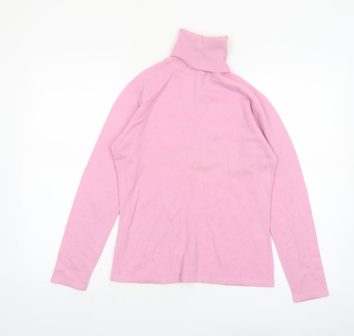 Mypashmina Women Pink 100% Cashmere Roll Neck Jumper M