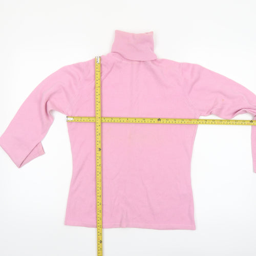 Mypashmina Women Pink 100% Cashmere Roll Neck Jumper M