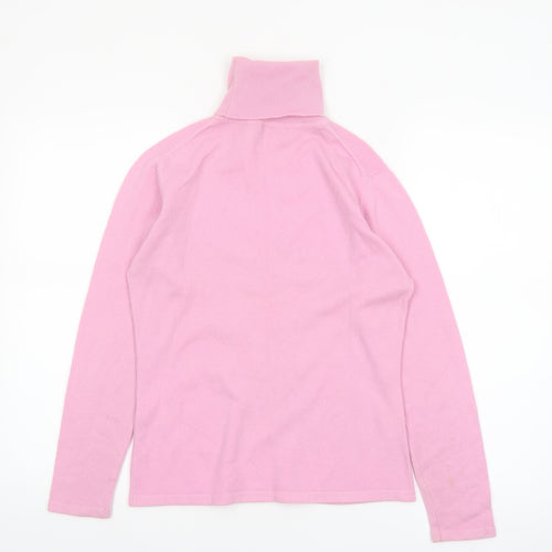 Mypashmina Women Pink 100% Cashmere Roll Neck Jumper M