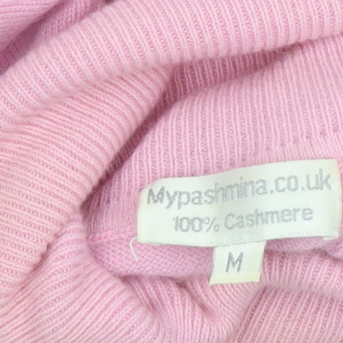 Mypashmina Women Pink 100% Cashmere Roll Neck Jumper M