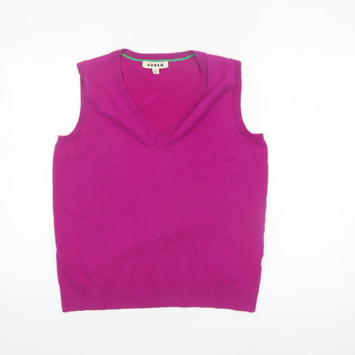 Boden Women Pink Sleeveless V-Neck Cotton Knit Vest Jumper Size M