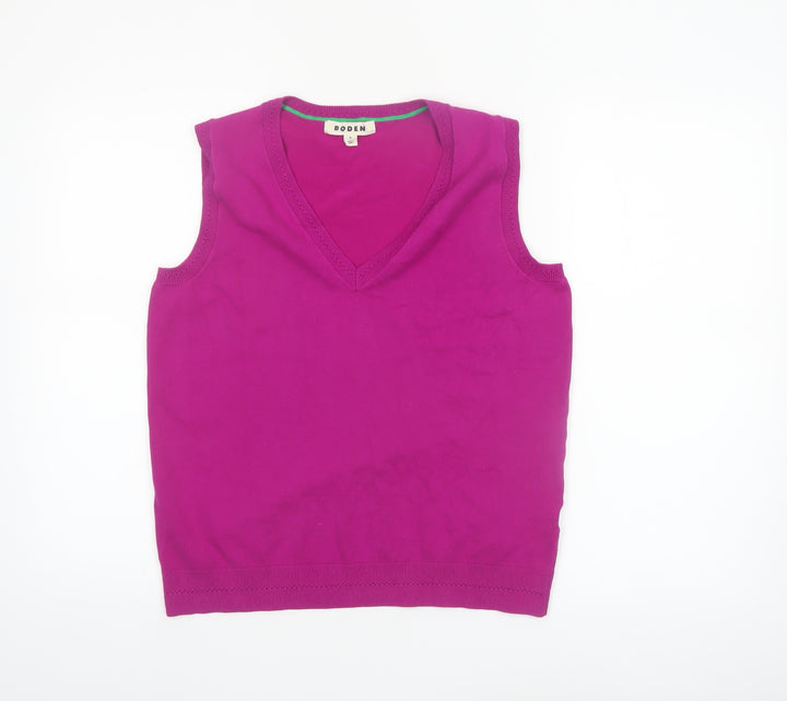 Boden Women Pink Sleeveless V-Neck Cotton Knit Vest Jumper Size M