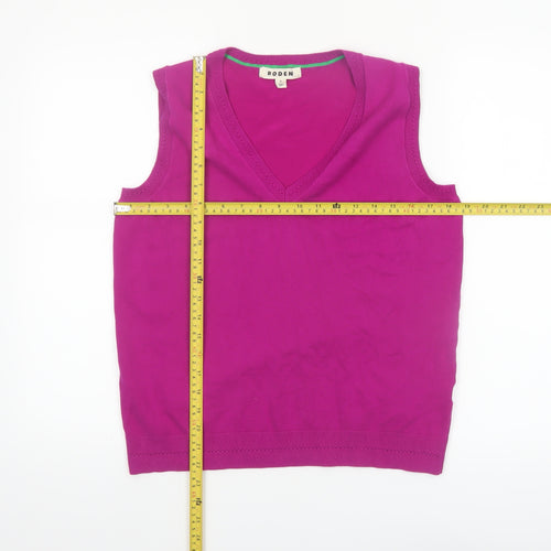 Boden Women Pink Sleeveless V-Neck Cotton Knit Vest Jumper Size M
