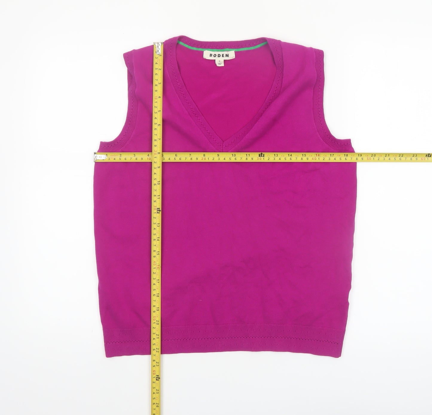Boden Women Pink Sleeveless V-Neck Cotton Knit Vest Jumper Size M