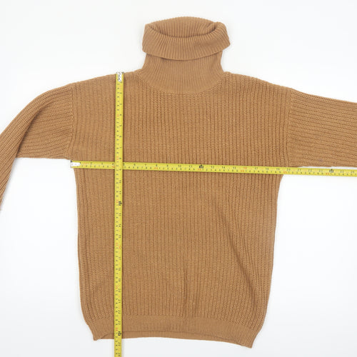MISSPAP Womens Beige Roll Neck Chunky Knit Jumper Size M