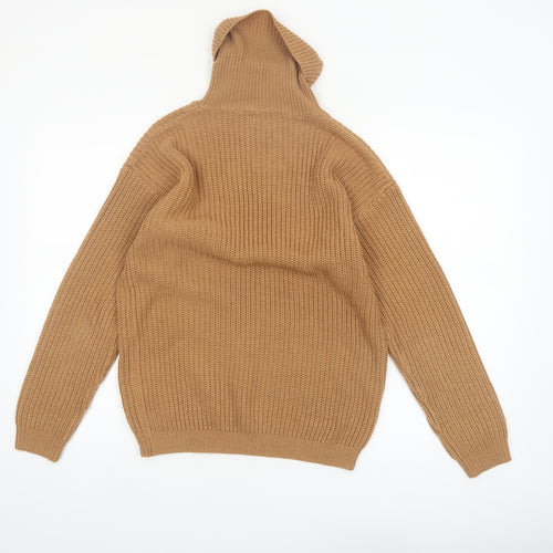MISSPAP Womens Beige Roll Neck Chunky Knit Jumper Size M