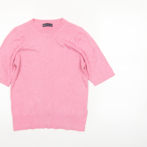 Marks and Spencer Women's Pink Short Sleeve Knit Jumper Size 12