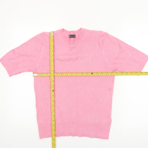Marks and Spencer Women's Pink Short Sleeve Knit Jumper Size 12