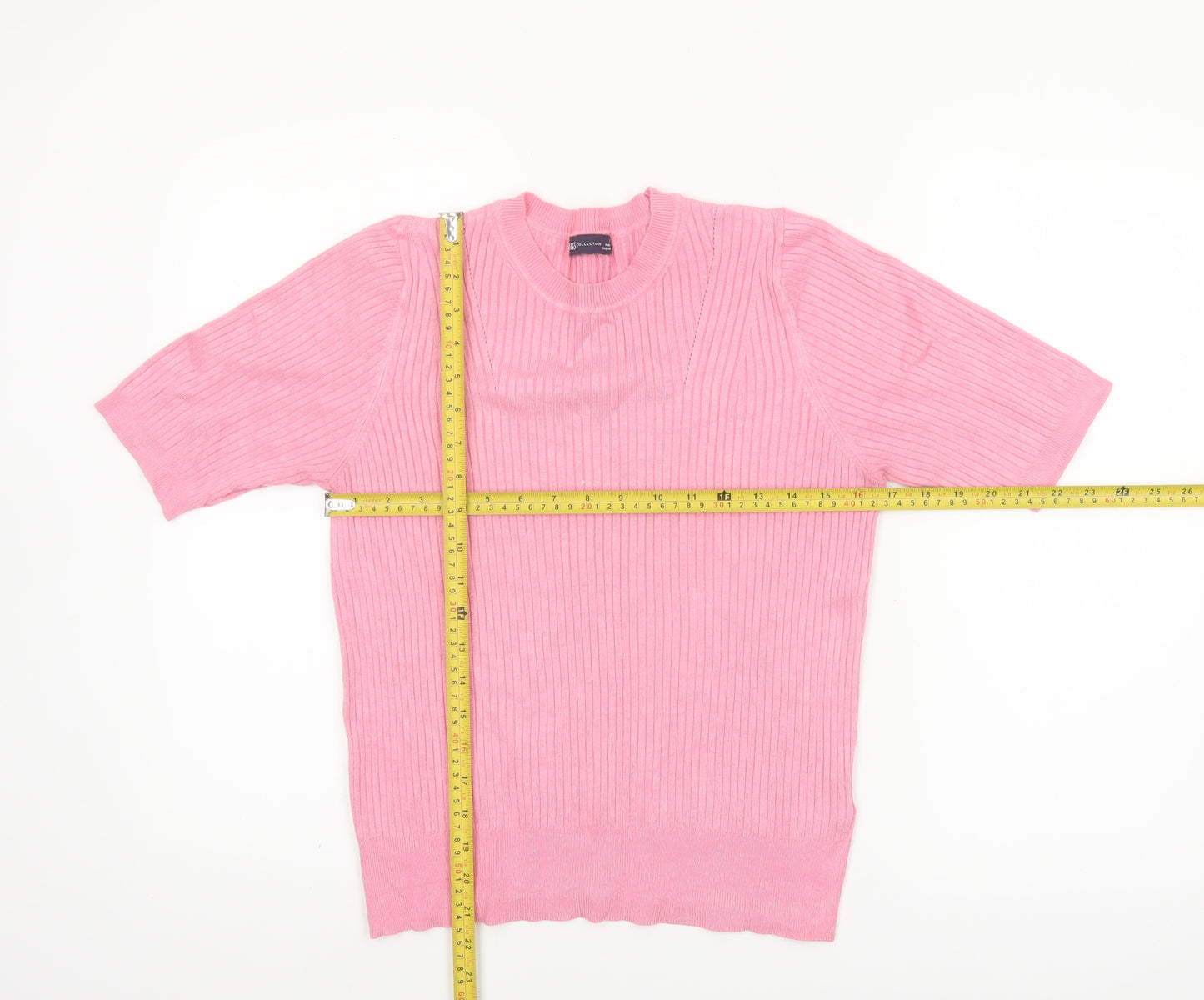 Marks and Spencer Women's Pink Short Sleeve Knit Jumper Size 12