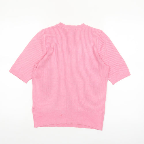 Marks and Spencer Women's Pink Short Sleeve Knit Jumper Size 12