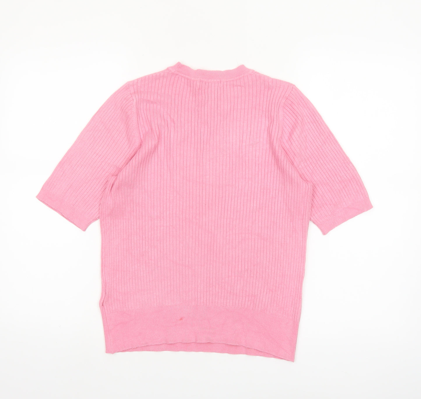 Marks and Spencer Women's Pink Short Sleeve Knit Jumper Size 12