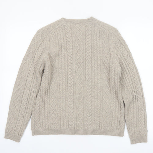 Cotswold Collections Women's Beige Lambswool Cable-Knit Cardigan M