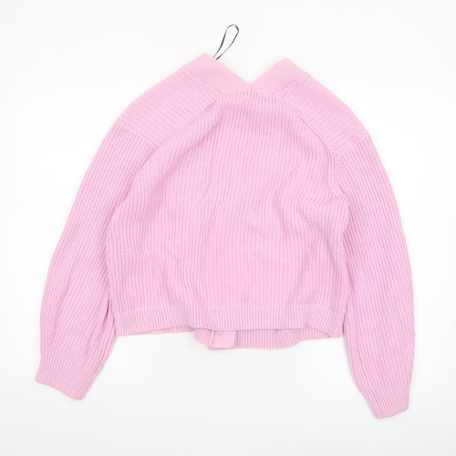 H&M Women’s Pink V-Neck Button Chunky Knit Cardigan Size 10