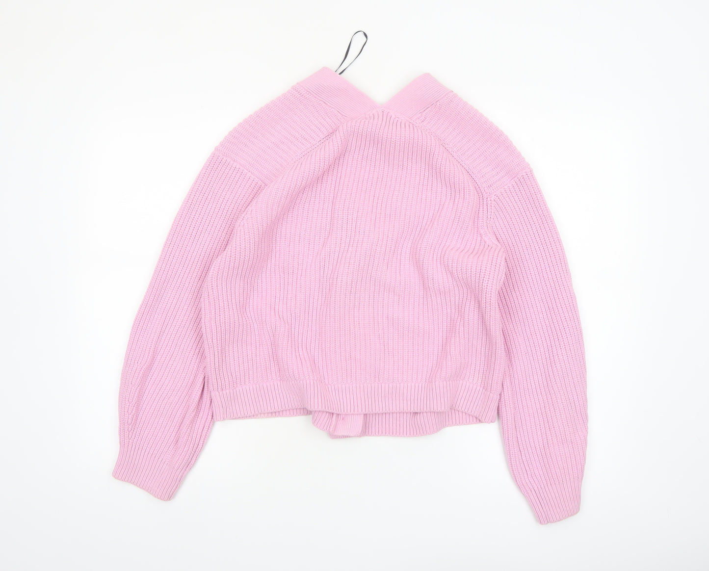 H&M Women’s Pink V-Neck Button Chunky Knit Cardigan Size 10