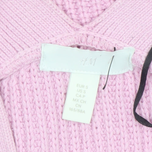 H&M Women’s Pink V-Neck Button Chunky Knit Cardigan Size 10