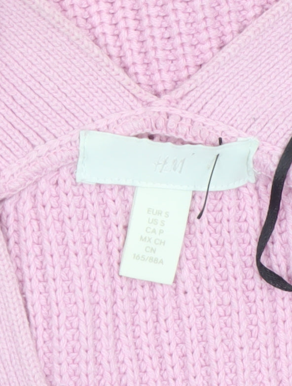 H&M Women’s Pink V-Neck Button Chunky Knit Cardigan Size 10