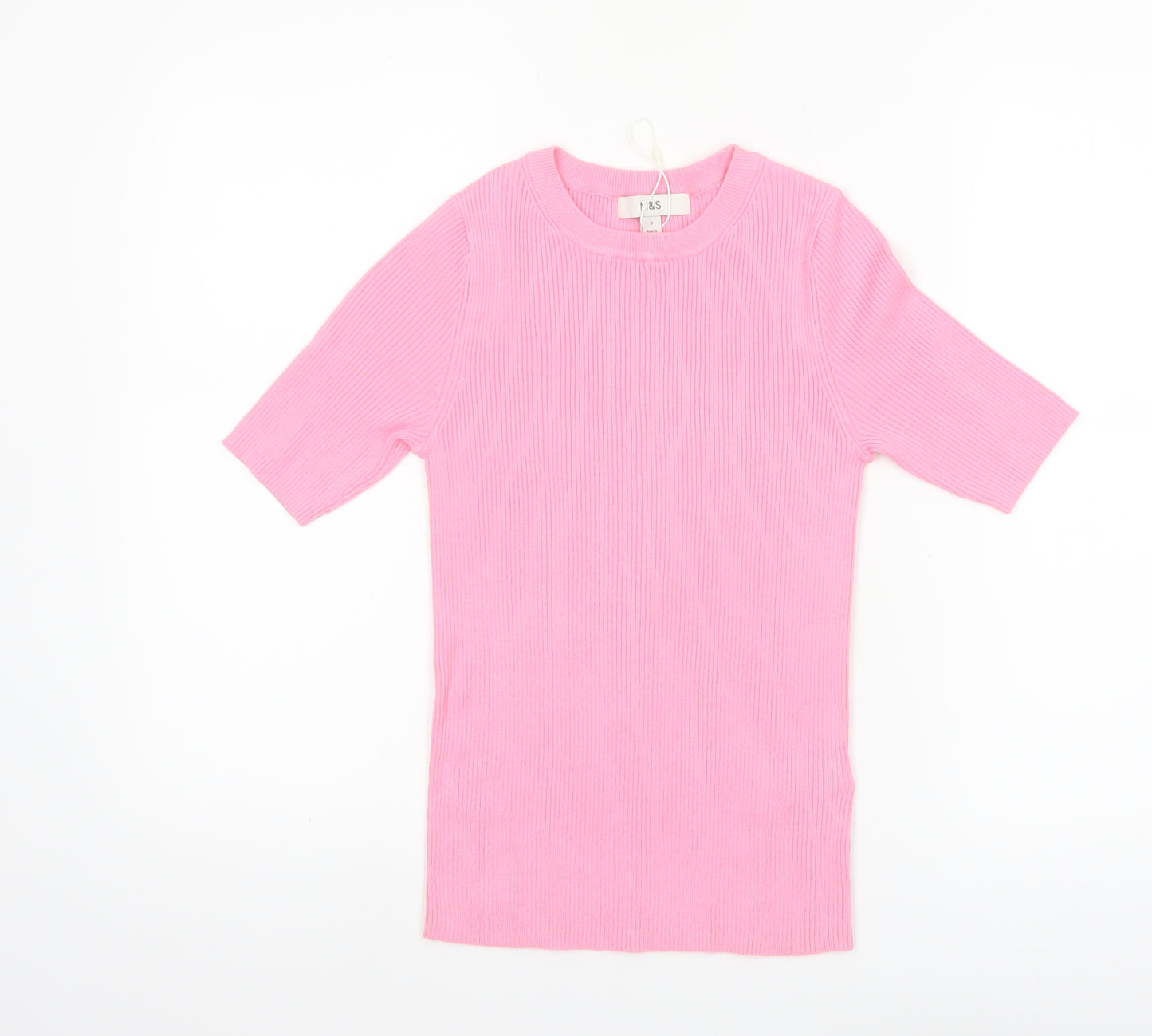 Marks and Spencer Women’s Pink Short Sleeve Knit Pullover Jumper Size S