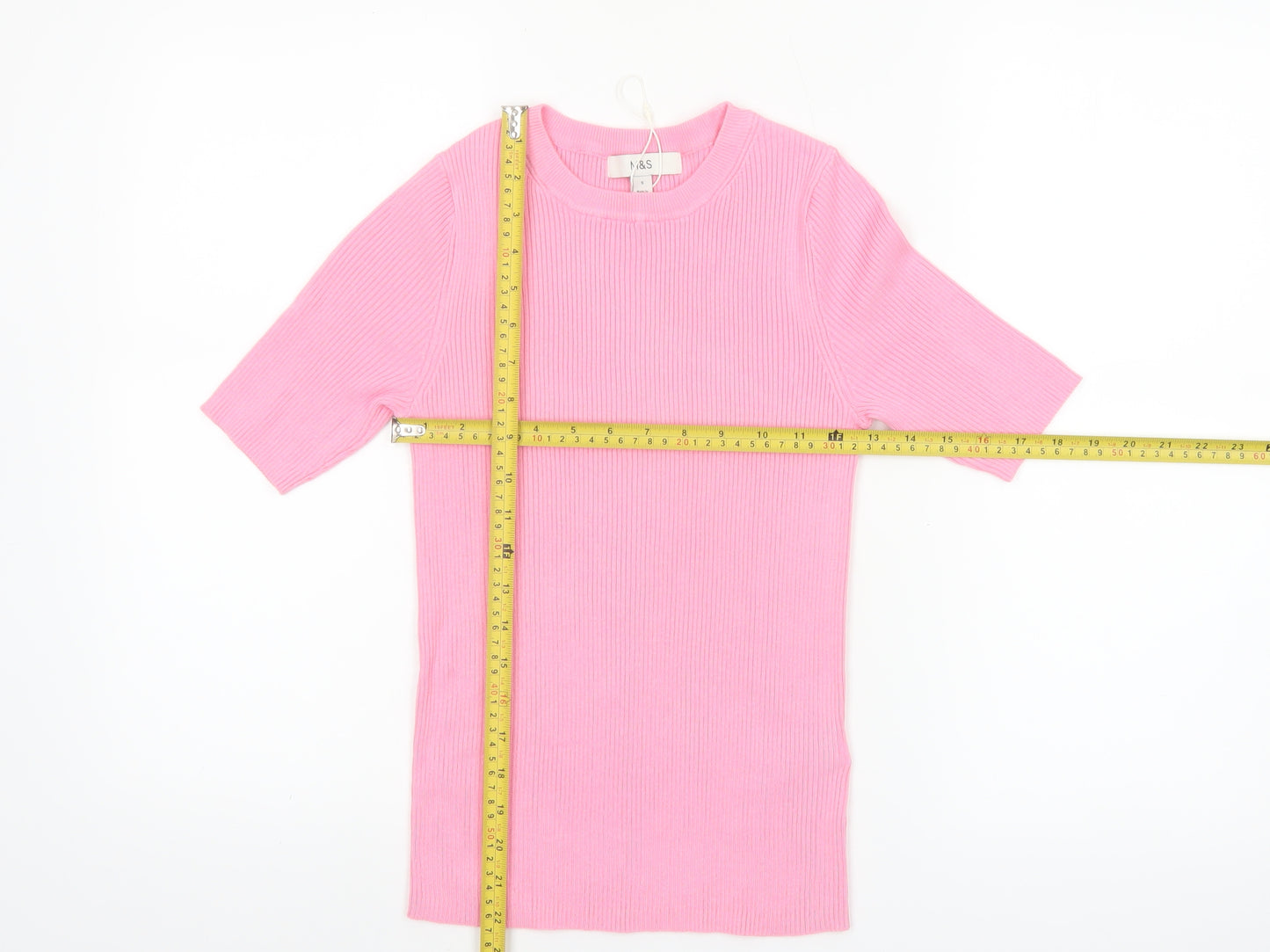 Marks and Spencer Women’s Pink Short Sleeve Knit Pullover Jumper Size S