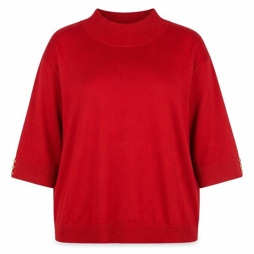 M&Co Womens Red Mock Neck Short Sleeve Pullover Jumper Size 20