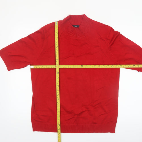 M&Co Womens Red Mock Neck Short Sleeve Pullover Jumper Size 20