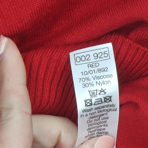 M&Co Womens Red Mock Neck Short Sleeve Pullover Jumper Size 20