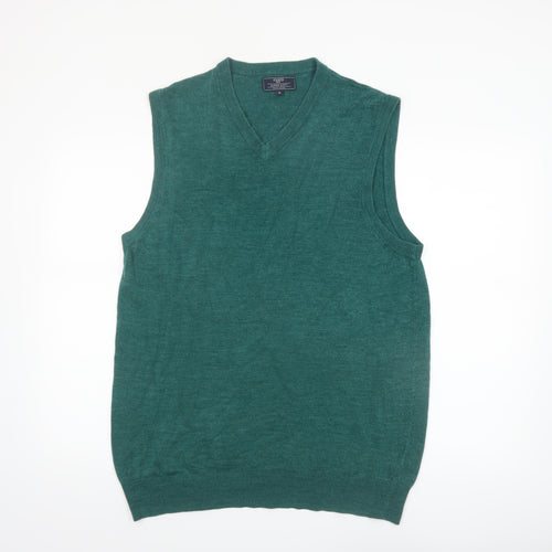 Atlantic Bay Men's Green V-Neck Sleeveless Knit Jumper Vest XL