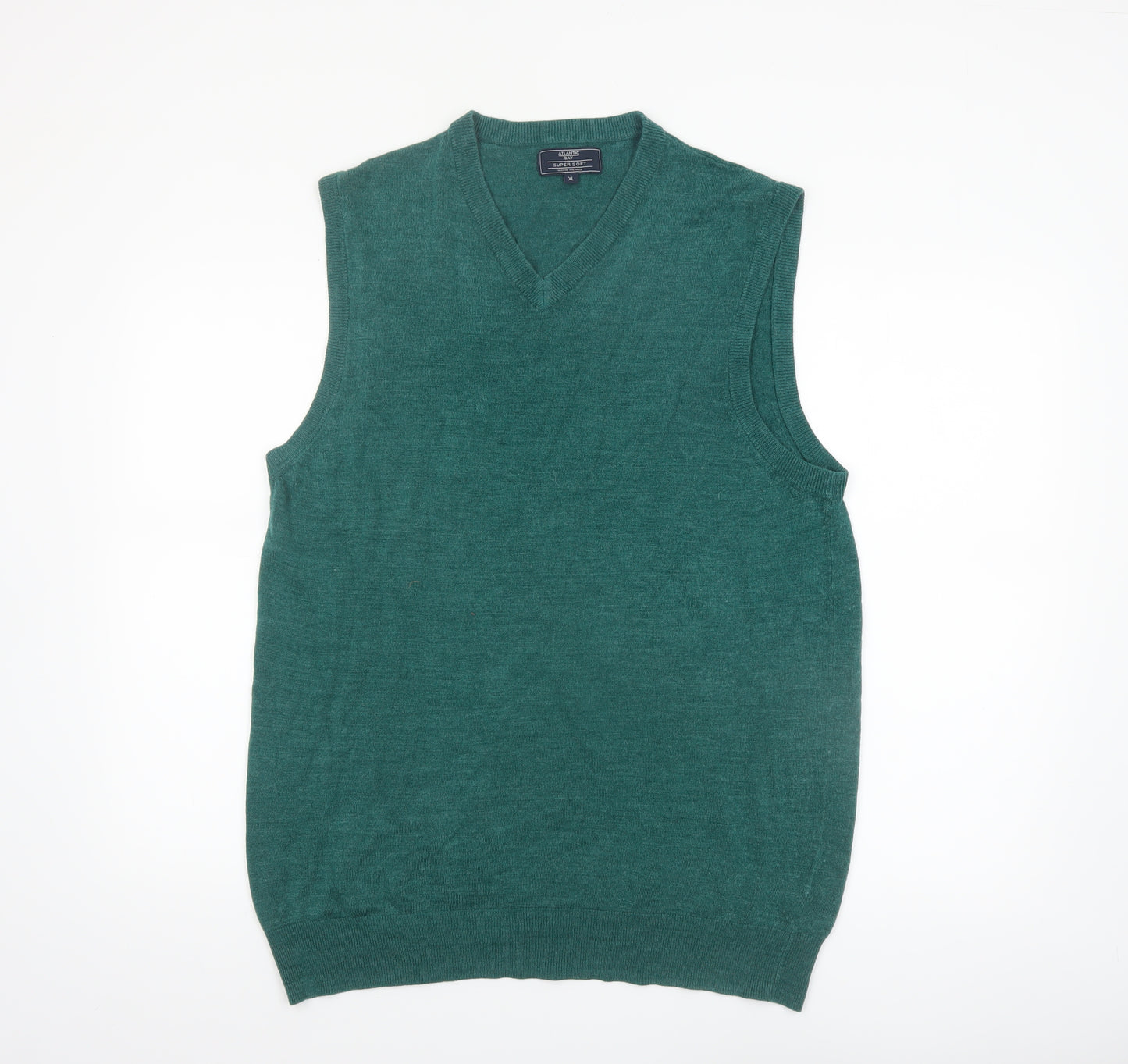 Atlantic Bay Men's Green V-Neck Sleeveless Knit Jumper Vest XL