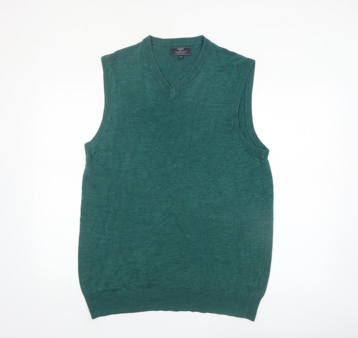 Atlantic Bay Men's Green V-Neck Sleeveless Knit Jumper Vest XL