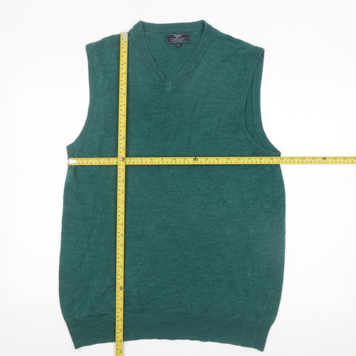 Atlantic Bay Men's Green V-Neck Sleeveless Knit Jumper Vest XL