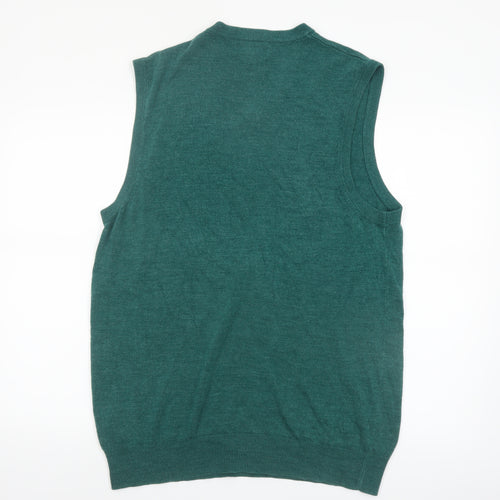 Atlantic Bay Men's Green V-Neck Sleeveless Knit Jumper Vest XL