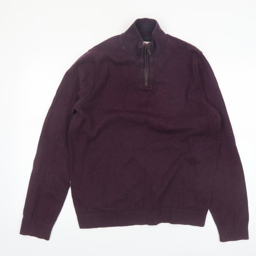 Fat Face Men’s Purple Cotton Wool 1/2 Zip Jumper M Regular