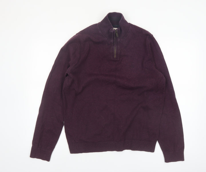 Fat Face Men’s Purple Cotton Wool 1/2 Zip Jumper M Regular