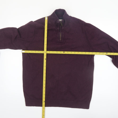 Fat Face Men’s Purple Cotton Wool 1/2 Zip Jumper M Regular