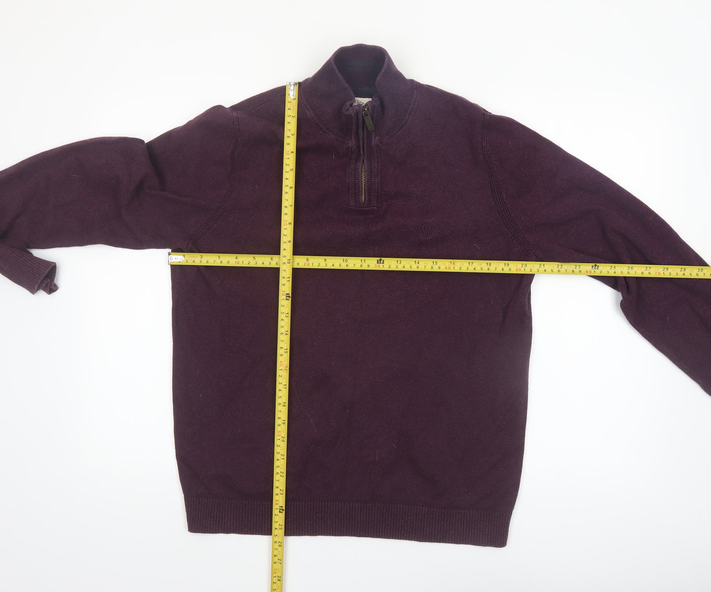 Fat Face Men’s Purple Cotton Wool 1/2 Zip Jumper M Regular