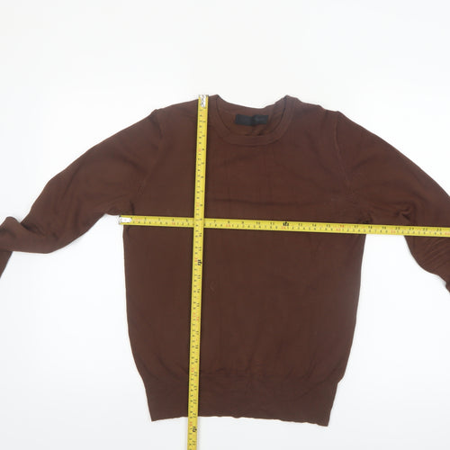 ZARA Women Brown Crew Neck Long Sleeve Pullover Jumper Size L