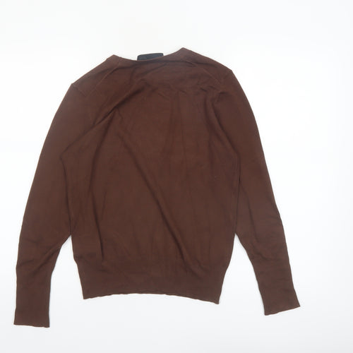 ZARA Women Brown Crew Neck Long Sleeve Pullover Jumper Size L