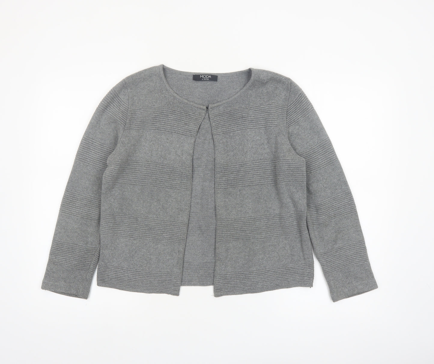 George Women’s Grey Cotton Acrylic Cardigan Size 14 Classic Round Neck