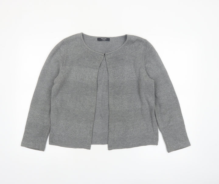 George Women’s Grey Cotton Acrylic Cardigan Size 14 Classic Round Neck