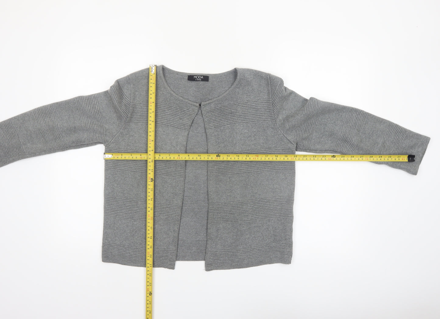 George Women’s Grey Cotton Acrylic Cardigan Size 14 Classic Round Neck