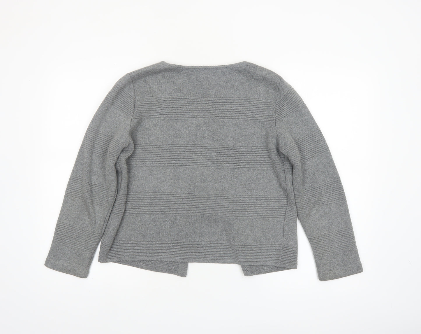 George Women’s Grey Cotton Acrylic Cardigan Size 14 Classic Round Neck