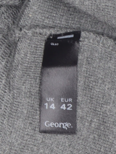 George Women’s Grey Cotton Acrylic Cardigan Size 14 Classic Round Neck