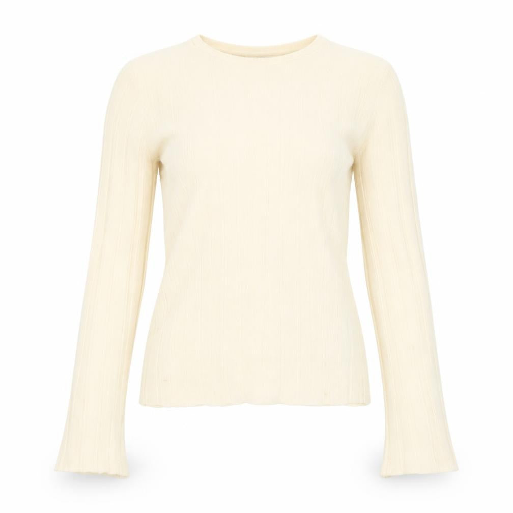& Other Stories Women Ivory Wool Ribbed Knit Flared Sleeve Jumper Size 8