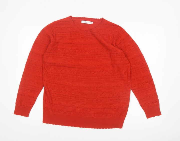 ISLE Womens Red Acrylic Open-Knit Jumper Size 14-16