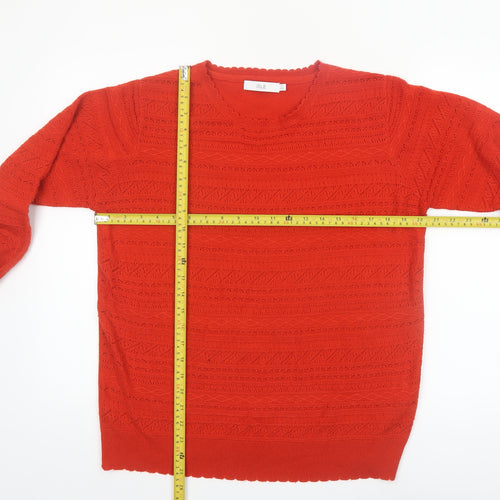 ISLE Womens Red Acrylic Open-Knit Jumper Size 14-16