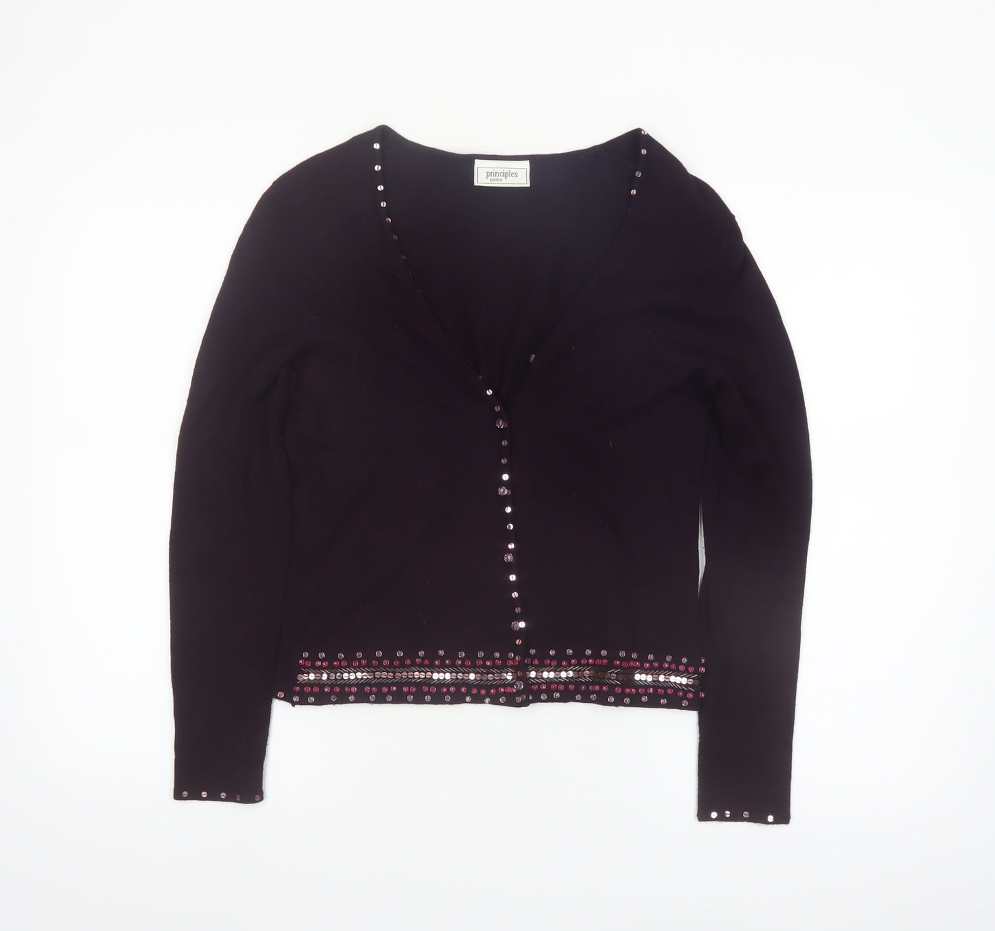 Principles Petite Women's Black Beaded Cardigan Size M
