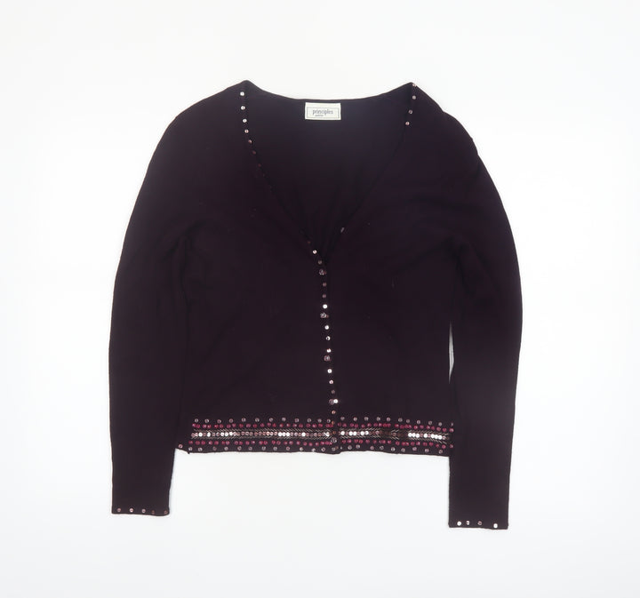 Principles Petite Women's Black Beaded Cardigan Size M